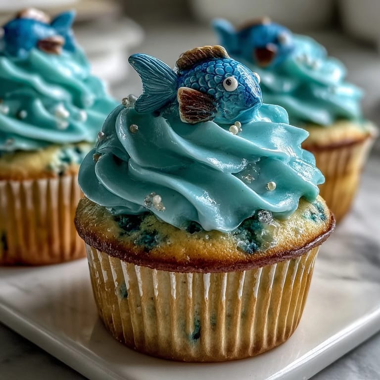 Whimsical Pisces cupcakes decorated with colorful fondant fish toppers, ideal for birthday parties and astrology lovers.