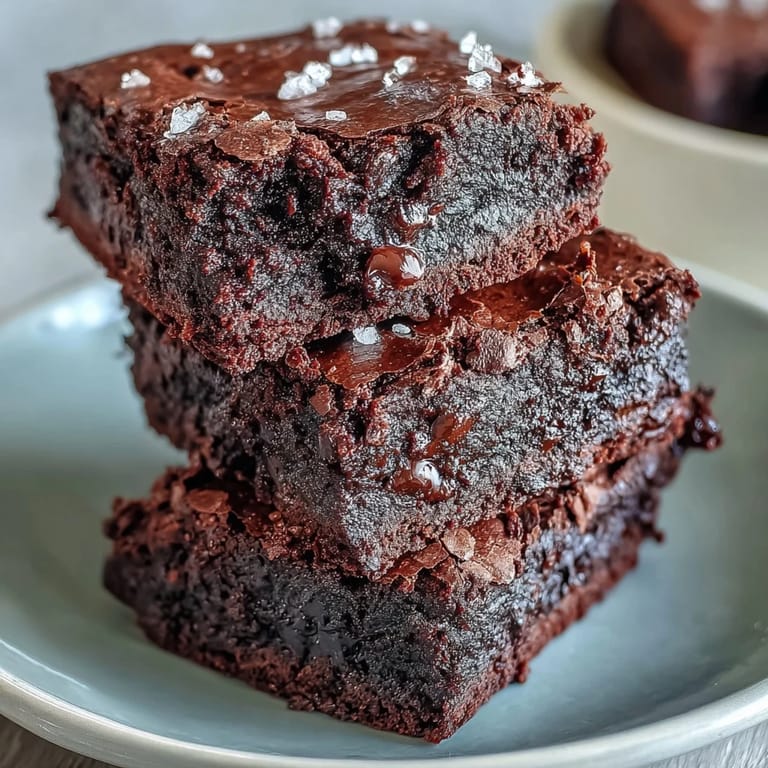 Ultra-fudgy sourdough discard brownies finished with sea salt flakes for a gourmet dessert twist.