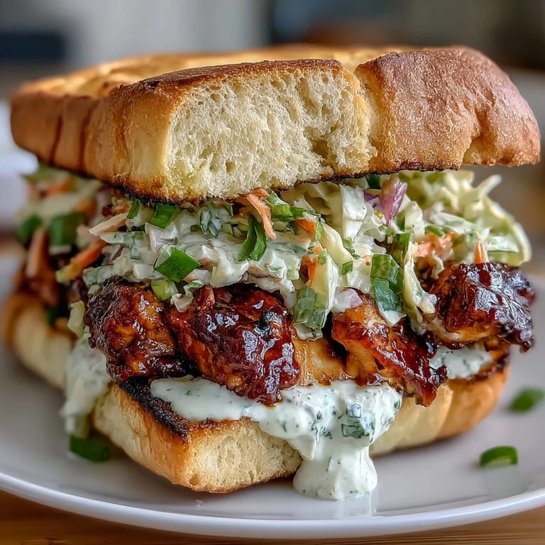 Mouthwatering pulled BBQ chicken piled high on slider buns, topped with crunchy, creamy coleslaw—ideal for festive gatherings.