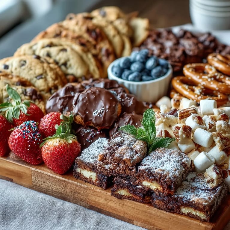 Vibrant graduation dessert spread featuring lemon pound cake, chocolate chip cookies, and fresh berries on a party platter.
