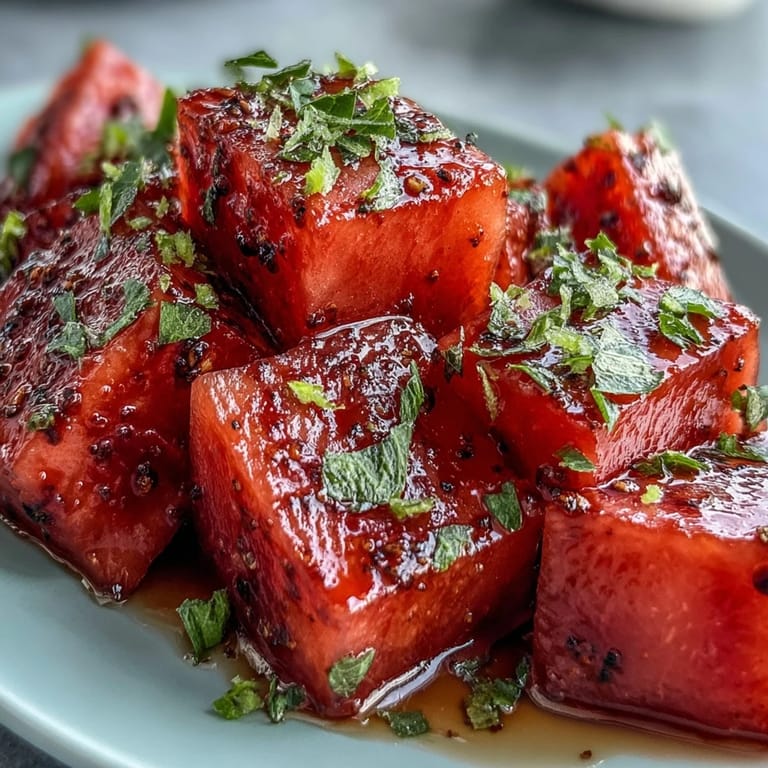 Crisp watermelon sticks sprinkled with Tajin and fresh lime for a tangy, hydrating treat with a spicy kick.