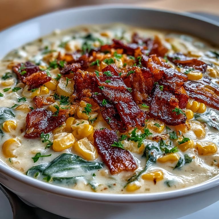 Creamy Cabbage Corn Chowder with tender potatoes, sweet corn, and smoky bacon in a comforting soup bowl.