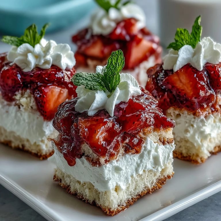 Delectable Mini Strawberry Shortcake Bites make a festive, easy dessert skewer presentation.