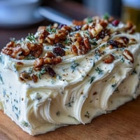 Whipped butter board with herbs, honey, and nuts, served with toasted baguette slices for a crowd-pleasing appetizer.